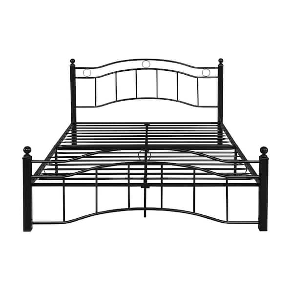 Noble House Bouvardia Flat Black Metal Slatted King Bed Frame