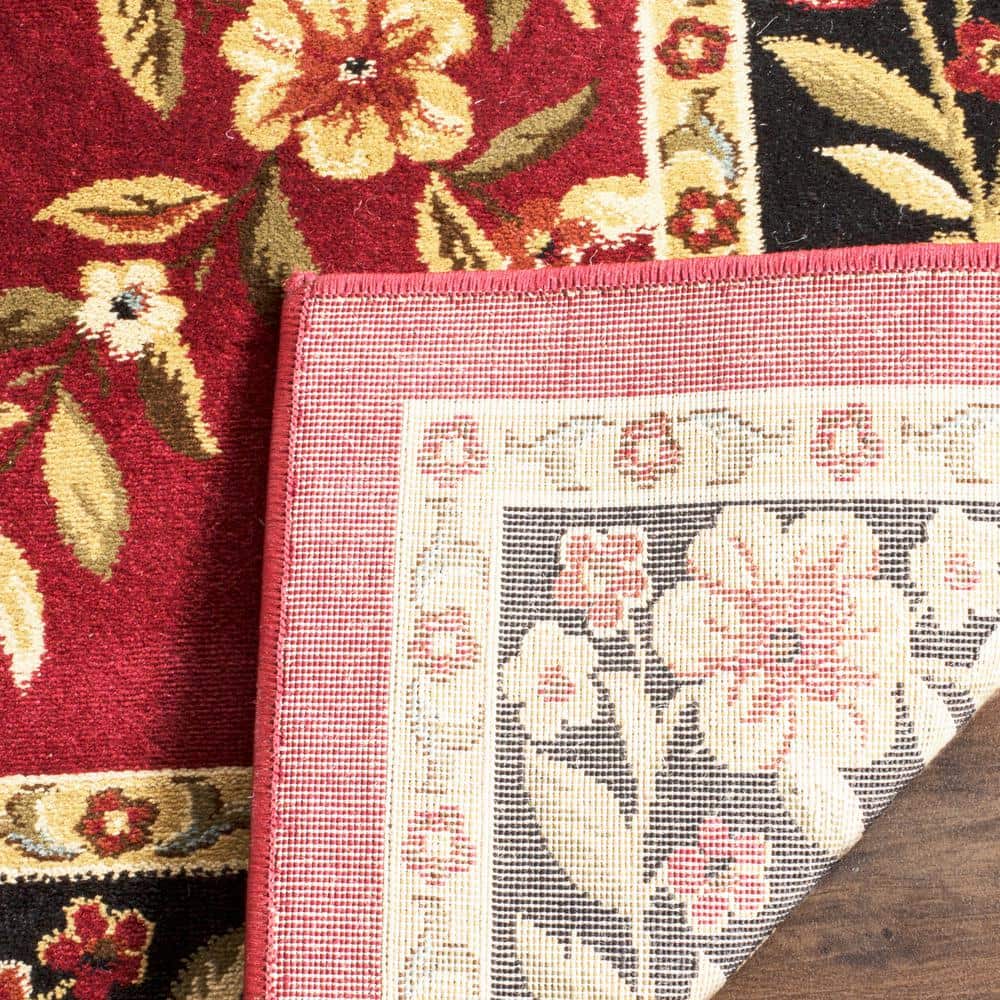 Lyndhurst Red and Black Floral Synthetic 4' x 6' Area Rug