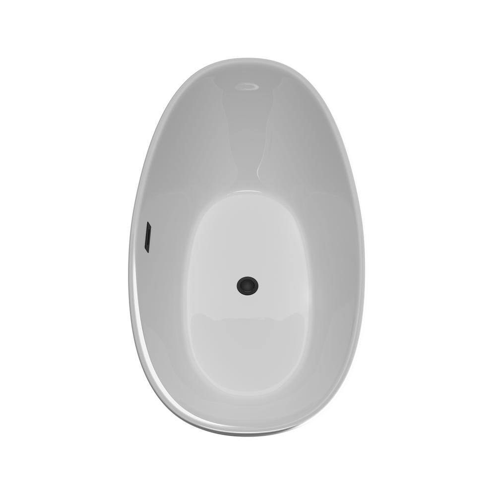 Dorrit 60" x 32" White Acrylic Freestanding Soaking Bathtub with Matte Black Faucet