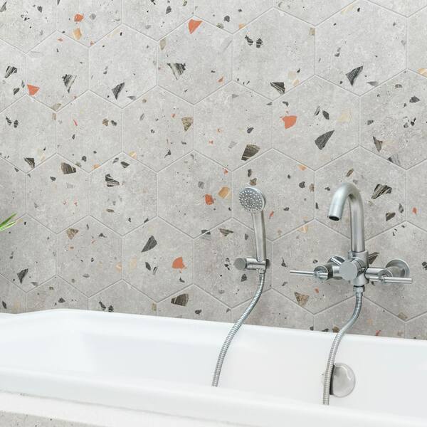 Sonar Hex Silver 8-5/8 in. x 9-7/8 in. Porcelain Floor and Wall Tile (11.5 sq. ft./Case)