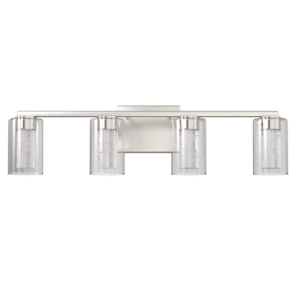 26 in. 4-Light Brushed Nickel LED Vanity Light Cylinder Bar with Adjustable 3000/4000/6000K for Powder Rooms price history on PriceWatchPro