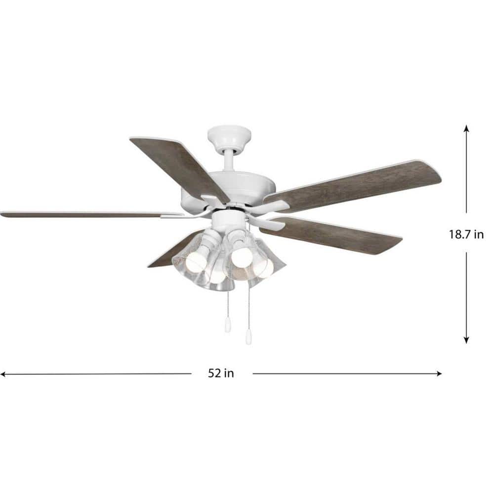 AirPro 52" White and Gray 5-Blade Ceiling Fan with Light