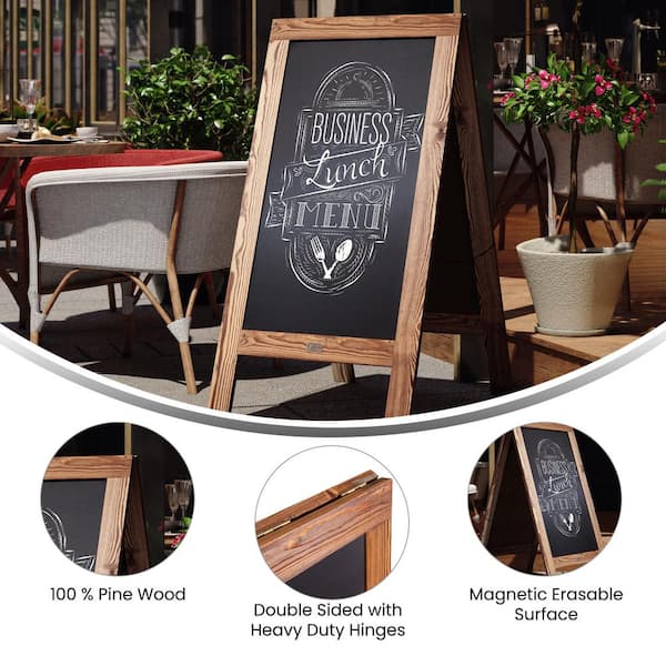 Chalk Board A-Frame Sidewalk Signs. Self Standing, Heavy Duty Plastic Frame  with Two Sided Black Chalk Board.