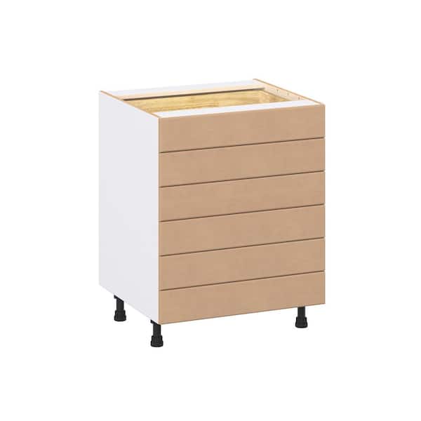 J COLLECTION Lakewood 27 in. W x 24.5 in. D x 34.5 in. H Assembled Shaker Drawer Base Kitchen Cabinet in Sugar Cookie with 6-Drawers