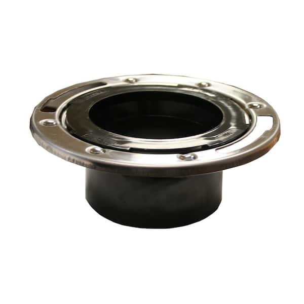 JONES STEPHENS 7 in. O.D. Plumbfit ABS Closet (Toilet) Flange with Stainless Steel Ring, Fits Over 3 in. or Inside 4 in. Sch. 40 Pipe