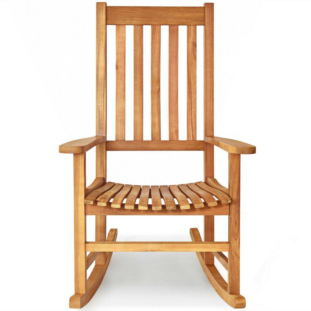 Natural Eucalyptus Wood Outdoor Rocking Chair with Arms