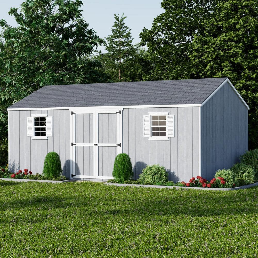 12' x 20' Dark Gray Wood Storage Shed Kit with Windows