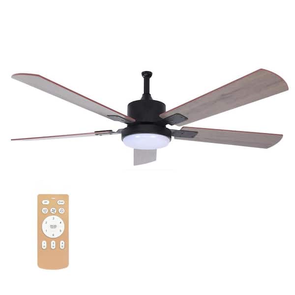 JAZAVA 52 in. LED Indoor Black Smart Ceiling Fan with Remote