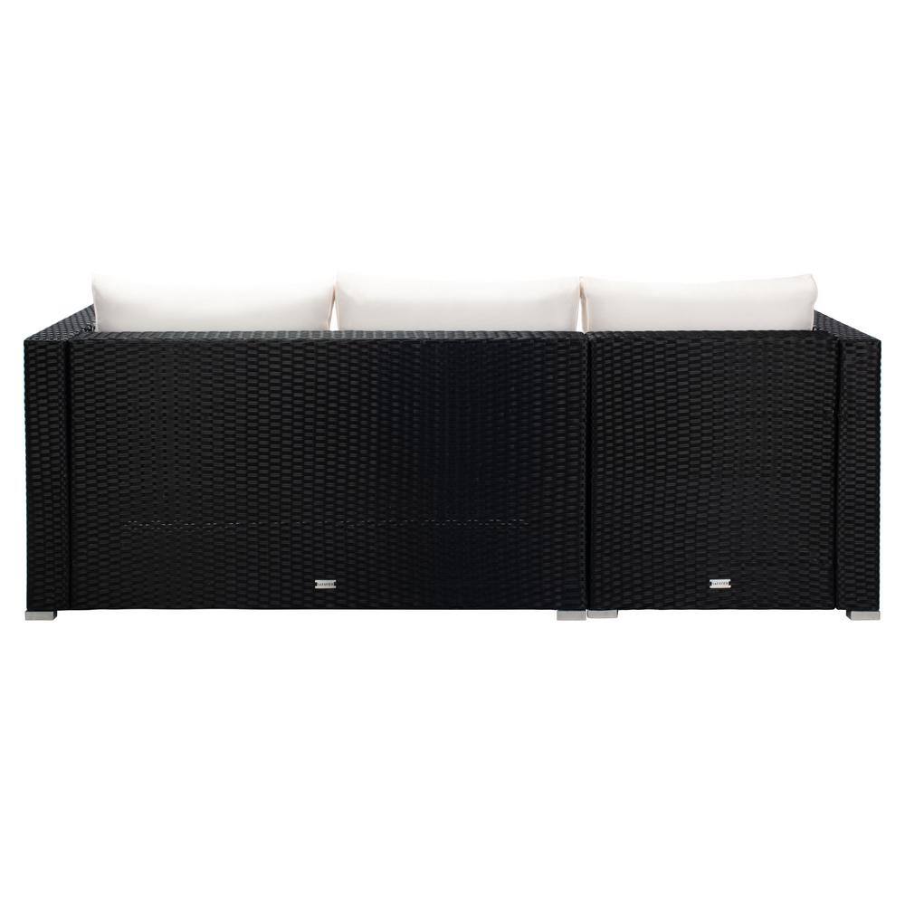 Transitional 3-Person Beige and Black Outdoor Conversation Set