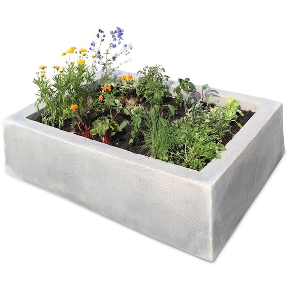 Dekorra 62 in. L x 46 in. W x 16 in. H Large Rectangular Plastic Raised Garden Bed Box in Gray/Black
