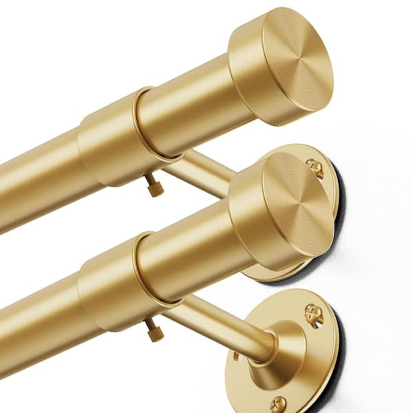 32 in. - 150 in. Adjustable 1 in. Single Curtain Rod in Gold 2 Pack