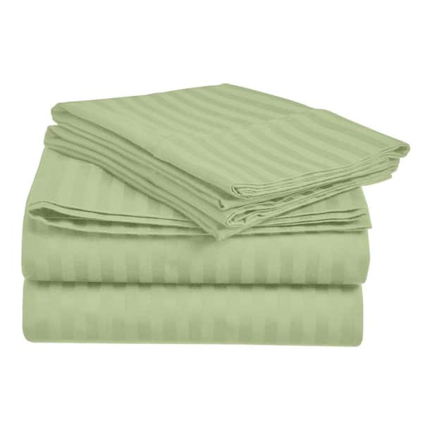 Unbranded Home Sweet Home 1800 Luxurious Hotel Extra Soft Deep Pocket Stripe Sheet Set (Twin, Sage)