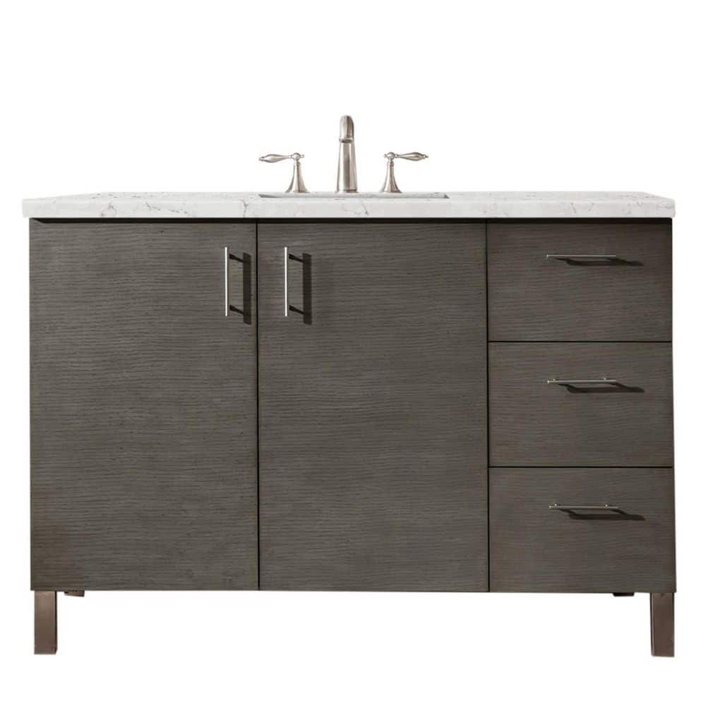 Metropolitan 48.0 in. W x 23.5 in. D x 33.8 in. H Bathroom Vanity in Silver Oak with Eternal Jasmine Pearl Quartz Top -  James Martin Vanities, 850V48SOK3EJP