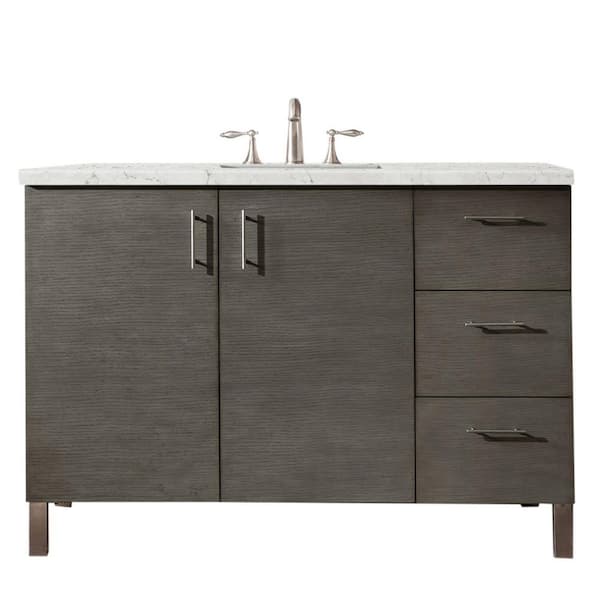 James Martin Vanities Metropolitan 48.0 in. W x 23.5 in. D x 33.8 in. H Bathroom Vanity in Silver Oak with Eternal Jasmine Pearl Quartz Top