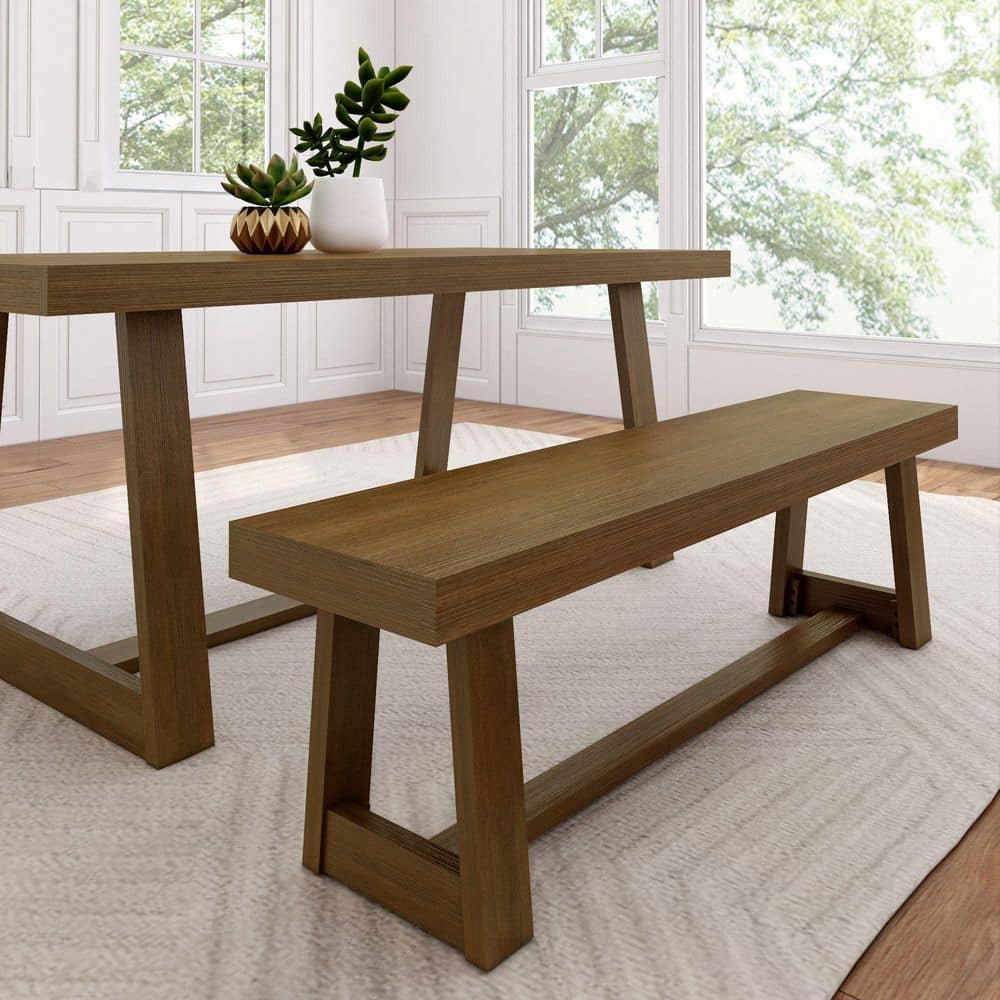 Farmhouse 60 in. Pecan Wirebrush Dining Bench