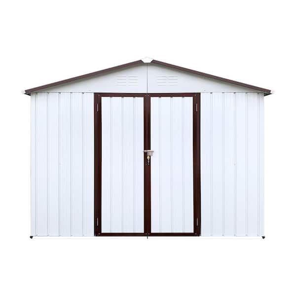 8 ft. W x 6 ft. D White Metal Shed with Double Door (48 sq. ft. )