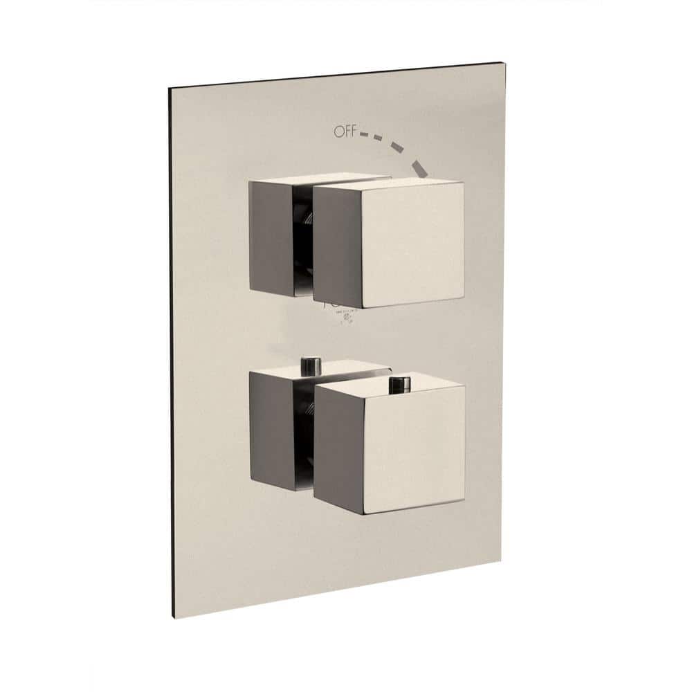 LaToscana Quadro 2-Handle Shower Faucet Trim Kit in Brushed Nickel with Thermostatic Valve and Volume Control -  QUPW690