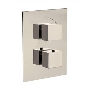 Quadro 2-Handle Shower Faucet Trim Kit in Brushed Nickel with Thermostatic Valve and Volume Control