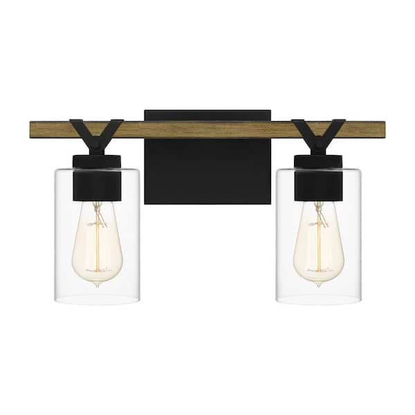 Quoizel Devon Court 16 in. 2-Light Matte Black Vanity Light