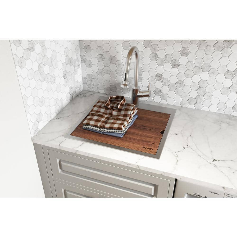 Ruvati 24" Stainless Steel Drop-In Utility Sink with Grid
