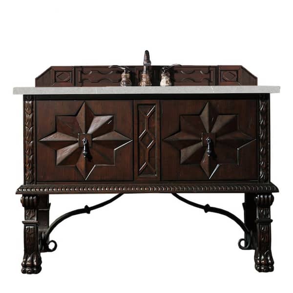 James Martin Vanities Balmoral 48 in. W x 23.5 in. D x 34 in. H Bathroom Vanity in Antique Walnut with Eternal Serena Quartz Top