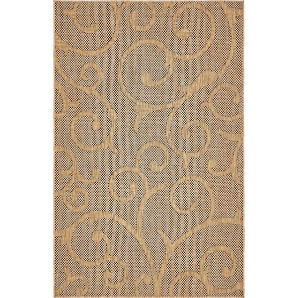 Unique Loom Outdoor Vine Light Brown 5' 0 x 8' 0 Area Rug
