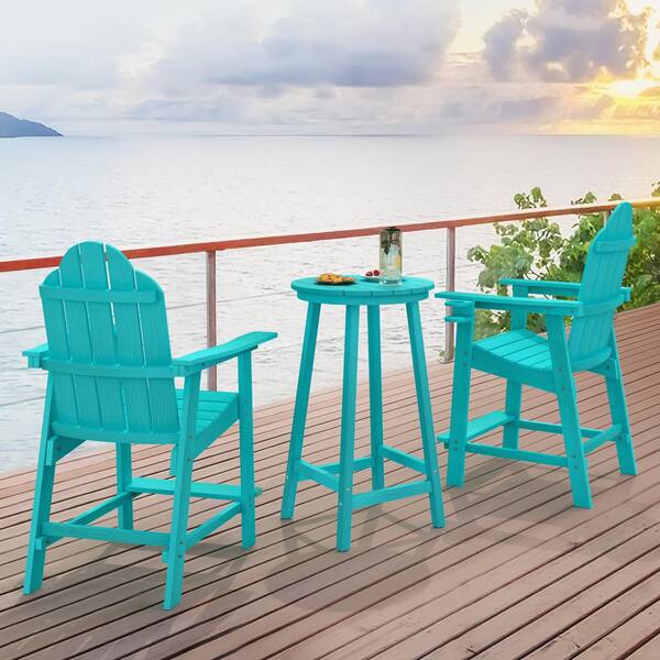 LUE BONA Sean Blue 3Piece Plastic Round Outdoor Patio Bistro Set LINDASET1 The Home Depot