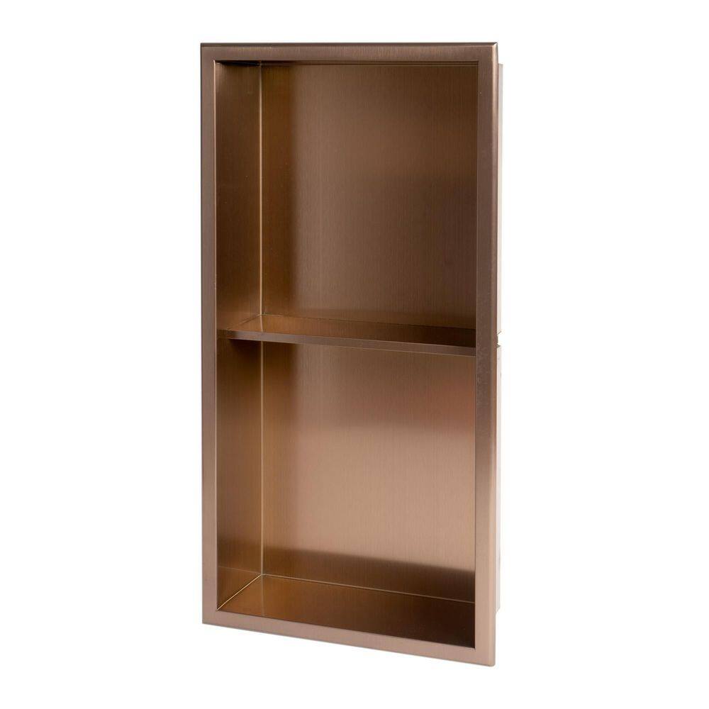 Brushed Copper Stainless Steel Double Shelf Shower Niche
