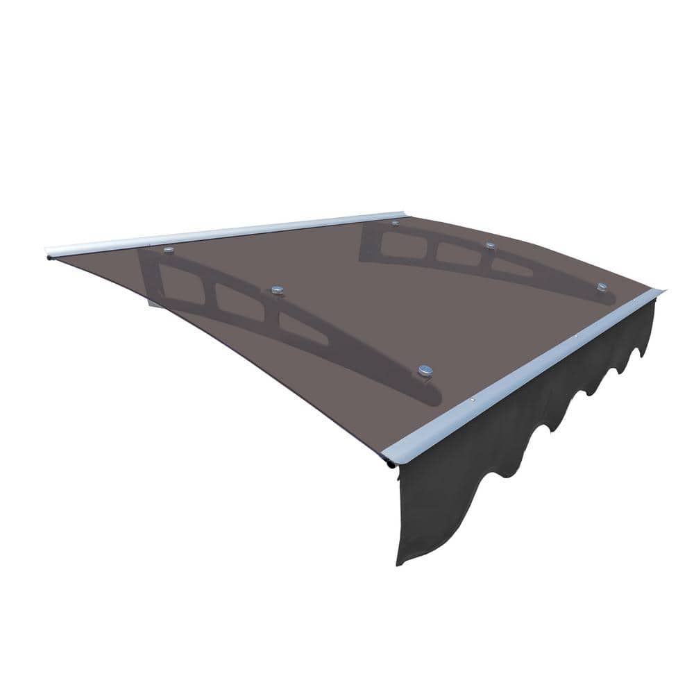 3.9 ft. x 2.8 ft. Grey and Brown Door Window Awning Canopy with Valance, fo