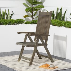 Wood Outdoor Patio Hand-Scraped 5-Position Reclining Chair