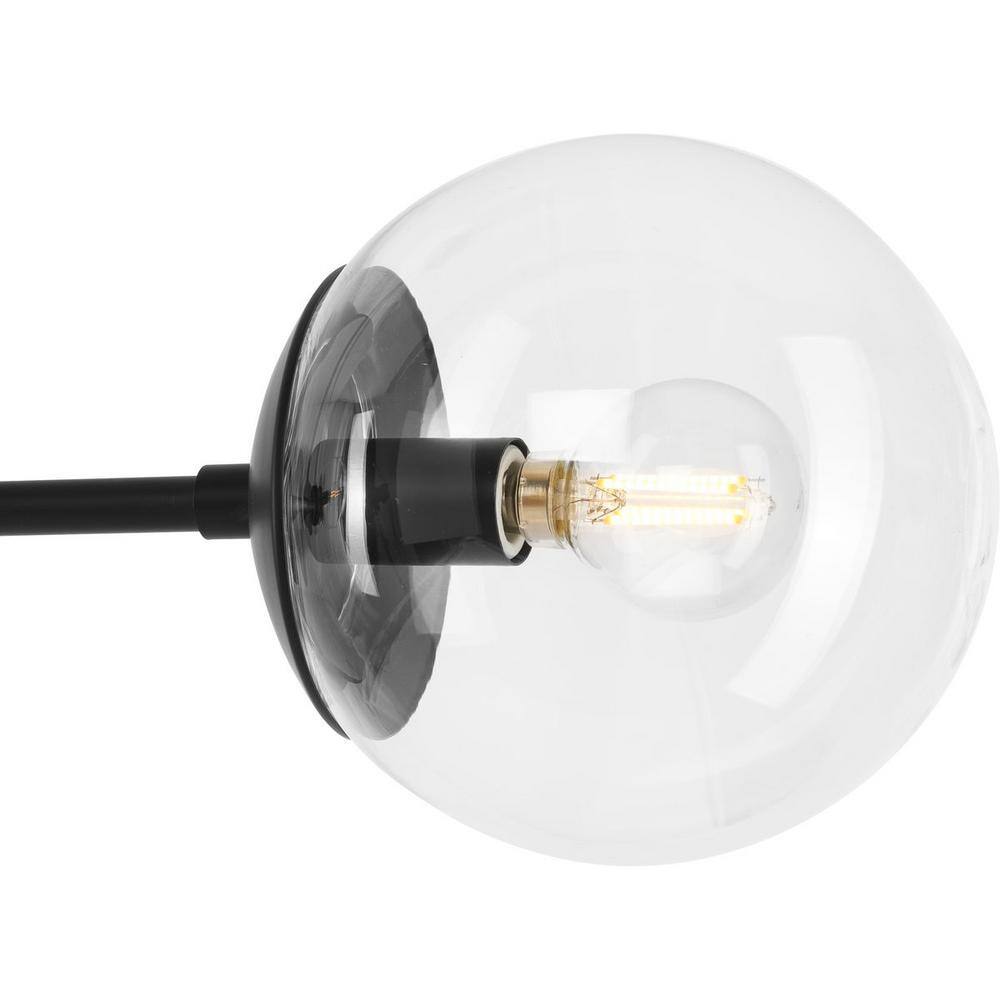Atwell Matte Black 4-Light Island Pendant with Clear Glass Globes