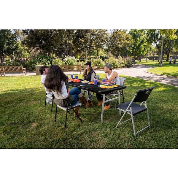 HDX 8 ft. Black Resin Top Indoor/Outdoor Rectangular Folding