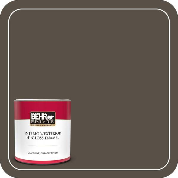 BEHR PREMIUM PLUS 1 qt. #N360-7 Potting Soil Hi-Gloss Enamel Interior/Exterior Paint & Primer