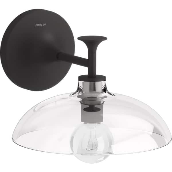 Tone 1 Light Matte Black Indoor Bathroom Wall Sconce, UL Listed