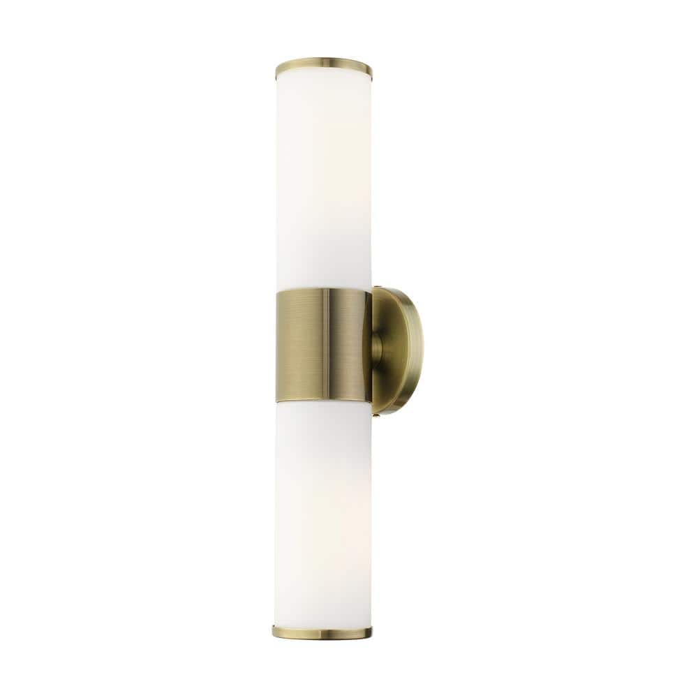 Antique Brass 2-Light Wall Mount Vanity Sconce