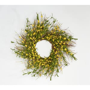 24 in. Artificial Forsythia And Pip Wreath on Twig Base