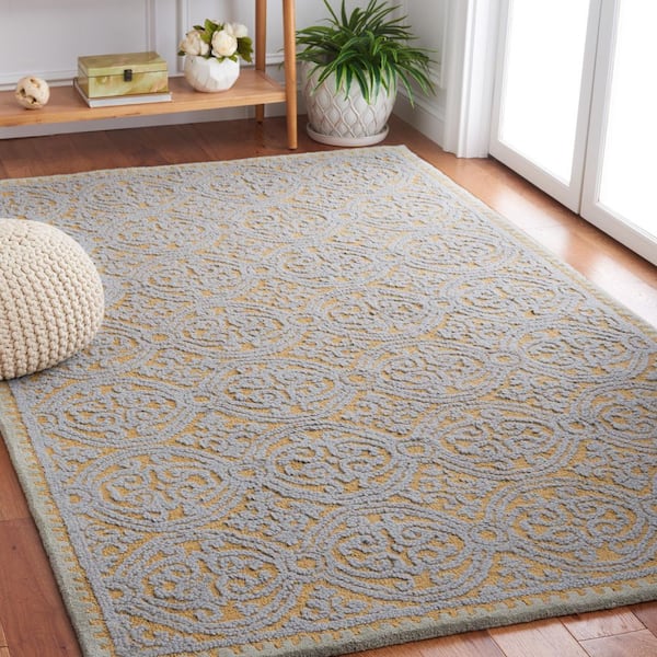 Cambridge 11 ft. x 15 ft. Blue/Gold Ornate Geometric Area Rug