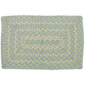 20 in. x 30 in. Blue and Yellow Cottage Braided Rectangle Rug