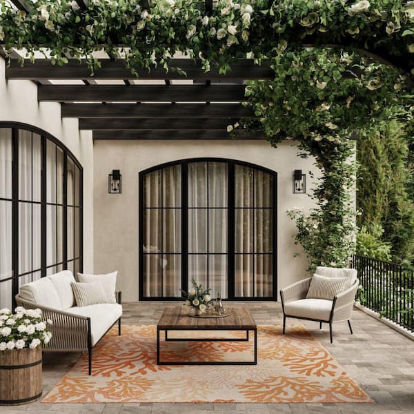 Garden Oasis Coral 9 ft. x 12 ft. Nature-inspired Contemporary Area Rug