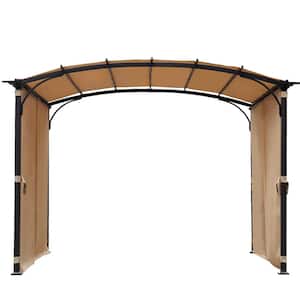 9 ft. x 11 ft. Khaki Patio Steel Frame Pergola Arched Gazebo with Waterproof Sun Shade Shelter for Garden, Backyard