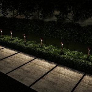 12.2 in. Bronze Outdoor Integrated LED Landscape Solar Path Lights (12-Pack)