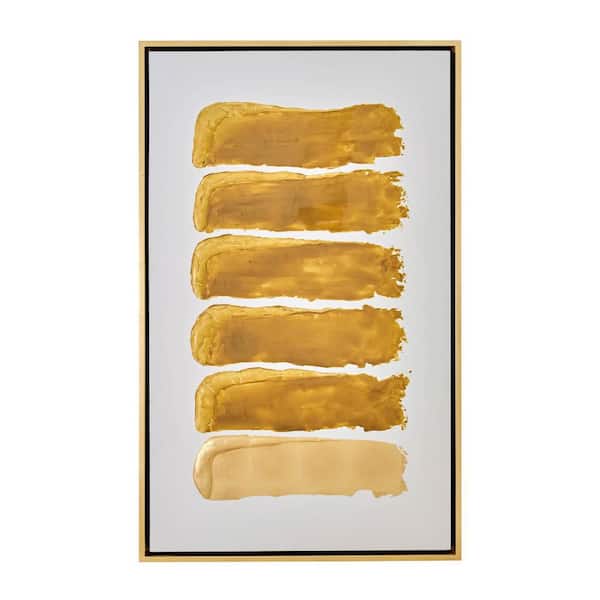 Liv & Skye Gold Framed Ingots Textured Abstract Art Print 59 in. x 35 in.