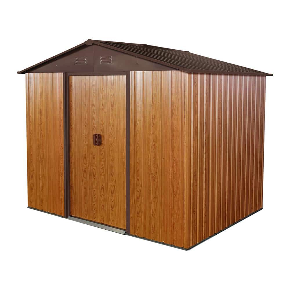 8 ft. W x 6 ft. D Outdoor Metal Storage Shed with Floor Base, Coffee(48 sq. ft.) price history on PriceWatchPro