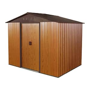 8 ft. W x 6 ft. D Outdoor Metal Storage Shed with Floor Base, Coffee(48 sq. ft.)