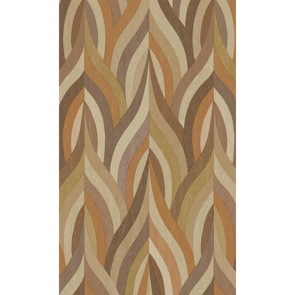 Walls Republic Orange Mocha Interlacing Lines Geometric Print Non Woven Non-Pasted Textured Wallpaper 57 Sq. Ft.