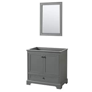 Deborah 35.25 in. W x 21.5 in. D x 34.25 in. H Single Bath Vanity Cabinet without Top in Dark Gray with 24 in. Mirror