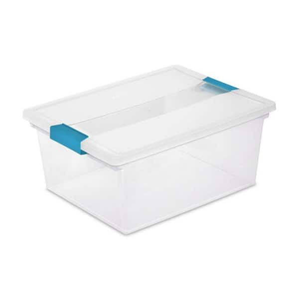 Sterilite Deep Clip Box Plastic Storage Tote Container with Lid, Clear - 4 count