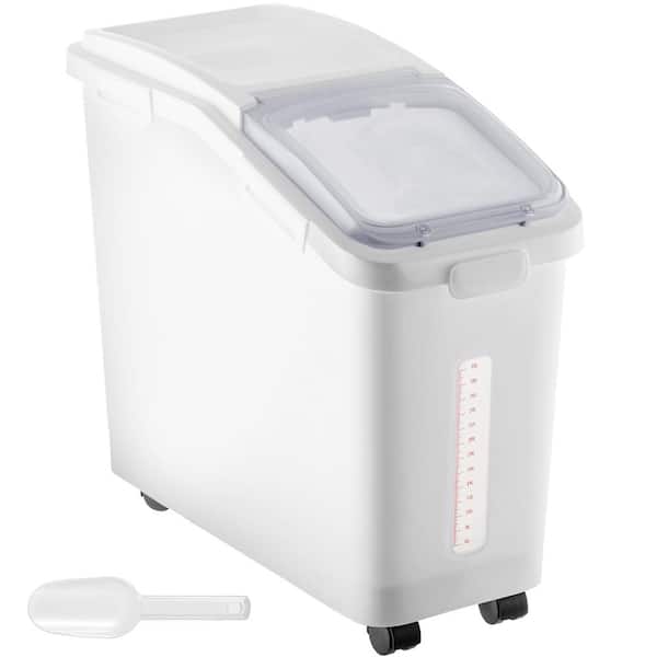 11.4 gal. /50L Large Capacity Rice Storage Container, for Dog Food, Kitchen Grains, with Wheels, Scoop, Scale Line