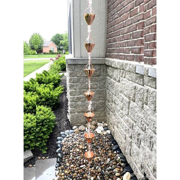 U-nitt 8.5 ft. Copper Plated Natsu Rain Chain 786/5570CP - The