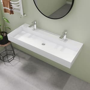 SJ STAR&JANE 48 in. Wall Mount Rectangle Vessel Sink, Solid Surface ...